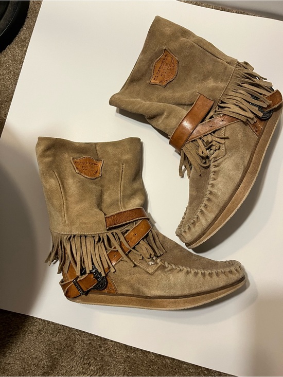 El Vaquero Shoes - El Vaquero Apache Fringe Moccasin Boots | EU 40 US 9 | Handmade Italian Suede